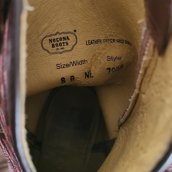 Nocona cowgirl western cowboy brown leather square toe boots 8M - Picture 6 of 8